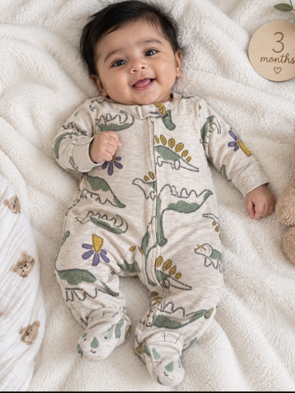 3 Mo. Carter’s Baby Dinosaur Footed Sleeper Pajamas Onesie Zip-Up Unisex